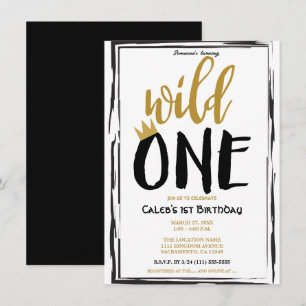 Invitation Sauvage One Noir + Or Photo 1 1er Anniversaire