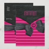 Invitation Sauvage Rose Noir Blanc rétro (Devant / Derrière)