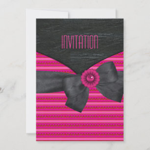 Invitation Sauvage Rose Noir Blanc rétro
