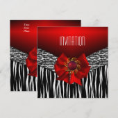 Invitation Sauvage Rouge Noir Blanc (Devant / Derrière)