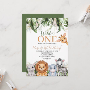 Invitation Sauvage Tropical Une Jungle Animaux Garçon 1er ann