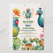 Invitation Sauvage Tropical Une Jungle Safari Animaux Anniver (Devant)