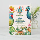 Invitation Sauvage Tropical Une Jungle Safari Animaux Anniver (Debout devant)