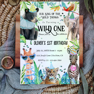 Invitation Sauvage un 1er anniversaire Safari Animaux