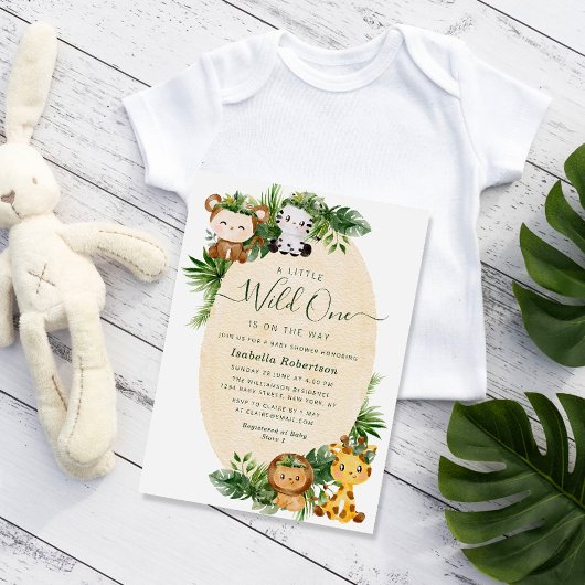 Invitation SAUVAGE UN | animaux mignons baby shower Invitatio