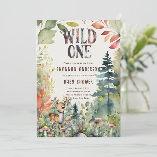 Invitation Sauvage Un Bébé Cerf Bois Animaux Rustiques (Debout devant)