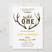 Invitation Sauvage une cerf bois rustique fête d'anniversaire (Devant)