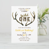 Invitation Sauvage une cerf bois rustique fête d'anniversaire (Debout devant)