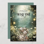 Invitation Sauvage Une Souris de Forêt Enchantée 1er annivers (Devant / Derrière)