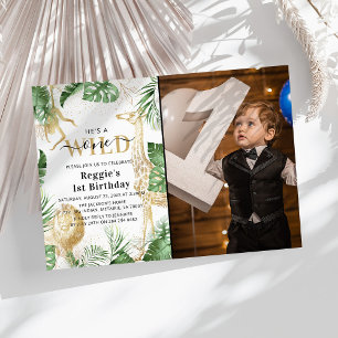 Invitation Sauvageon Jungle Verdure & Or 1er Anniversaire Pho