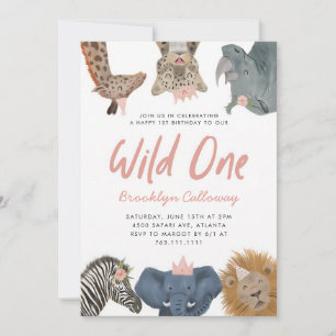 Invitation Sauvageone Safari Fille 1er Anniversaire