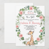 Invitation Sauvé avec excitation Giraffe baby shower invitati (Devant / Derrière)