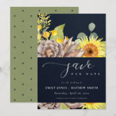 INVITATION SAUVEGARDE FLORALE EUCALYPTUS DE MARINE SUNFLOWER (Devant / Derrière)