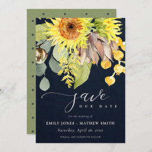 INVITATION SAUVEGARDE FLORALE EUCALYPTUS DE MARINE SUNFLOWER 