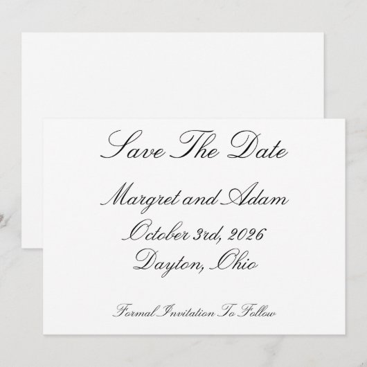 Invitation Sauvegarder la date (Devant / Derrière)