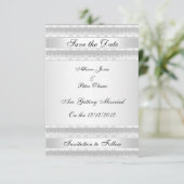 Invitation Sauvegarder la date argent blanc (Debout devant)