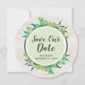Invitation Sauvegarder la date Bois rustique et botanique d'e (Devant)
