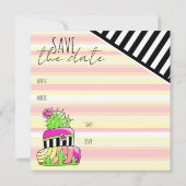Invitation « Sauvegarder la date » Cactus Néon (Dos)