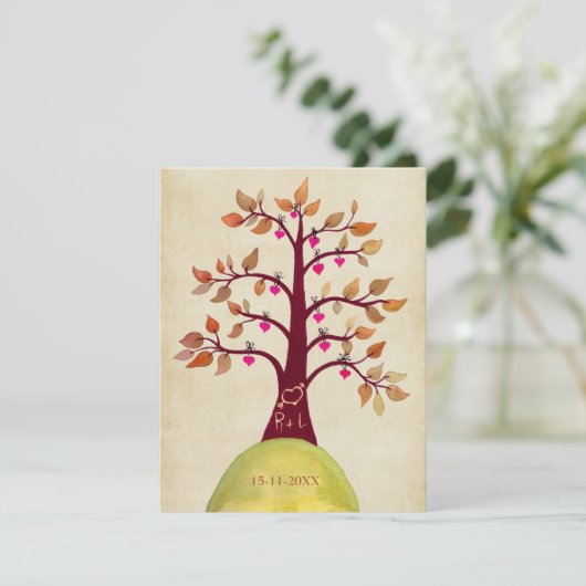 Invitation Sauvegarder la date d'automne Mariage d'arbre d'au (Debout devant)