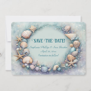 Invitation Sauvegarder la date de thème côtier Coquillages de