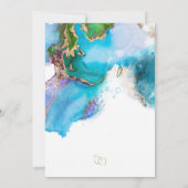 Invitation Sauvegarder la date Encre Abstraite Teal Améthyste (Dos)