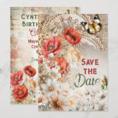 Invitation Sauvegarder la date Fête d'anniversaire (Devant / Derrière)