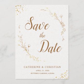 Invitation Sauvegarder la Date Fleurs de Contour Doré
