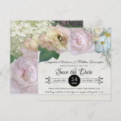 Invitation Sauvegarder la date Fleurs d'Ombre grise Pivoine R (Devant / Derrière)