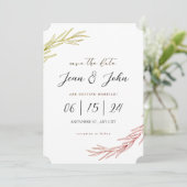 Invitation Sauvegarder La Date Mariage Pretty Leaf  (Debout devant)