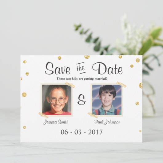 Invitation Sauvegarder la date Mariage Tableau Noir Rustique  (Debout devant)