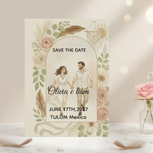 Invitation Sauvegarder la date : Olivia & Liam