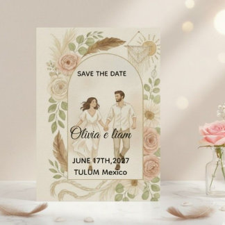 Invitation Sauvegarder la date : Olivia & Liam