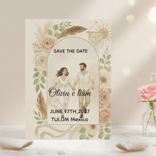 Invitation Sauvegarder la date : Olivia & Liam