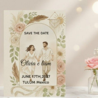 Invitation Sauvegarder la date : Olivia & Liam