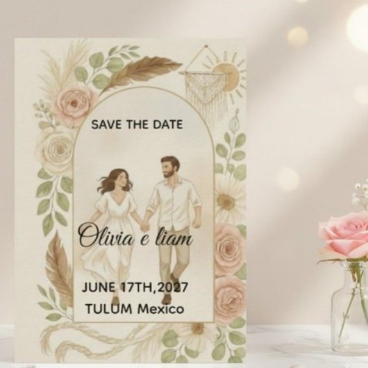Invitation Sauvegarder la date : Olivia & Liam