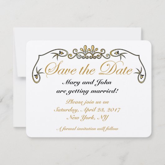 Invitation Sauvegarder la date or (Devant)