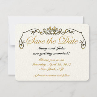 Invitation Sauvegarder la date or