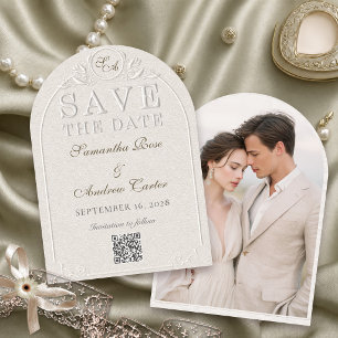 Invitation Sauvegarder la Date Photo Arche Monogramme I en Iv