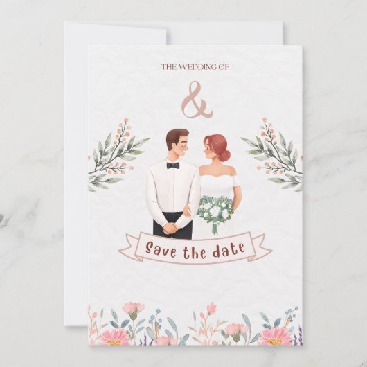 Invitation Sauvegarder la date pour le mariage de (Devant)