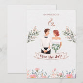 Invitation Sauvegarder la date pour le mariage de (Devant / Derrière)