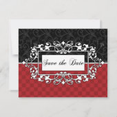 Invitation Sauvegarder la date Rouge et Noir Élégant Rouleau (Devant)