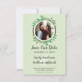 Invitation Sauvegarder la date Rustique Bois & Eucalyptus Bot (Devant)