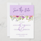 Invitation Sauvegarder la date typographie moderne & Fleurs c (Devant)