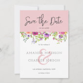 Invitation Sauvegarder la date typographie moderne & Fleurs c (Devant)
