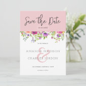 Invitation Sauvegarder la date typographie moderne & Fleurs c (Debout devant)