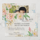Invitation Sauvegarder la photo de date aquarelle Boho Floral (Devant / Derrière)
