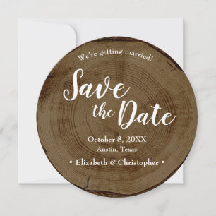 Invitation Sauvegarder la photo de date Mariage Bois foncé Ru