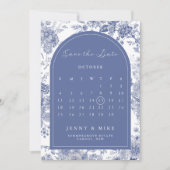 Invitation Sauvegarder la toile de date Jardin bleu français (Devant)