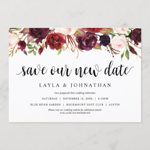 Invitation Sauvegarder notre nouvelle date, Mariage Changer l