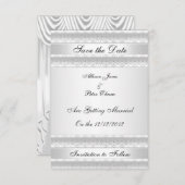 Invitation Sauver la date argent blanc (Devant / Derrière)